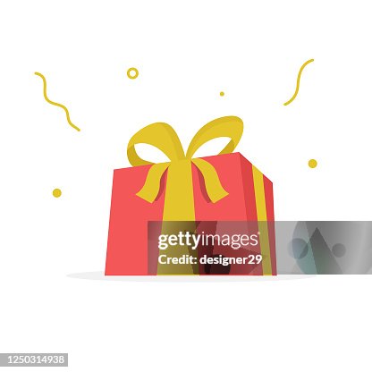 紅色禮品盒平面設計。 紅色禮品盒平面設計。