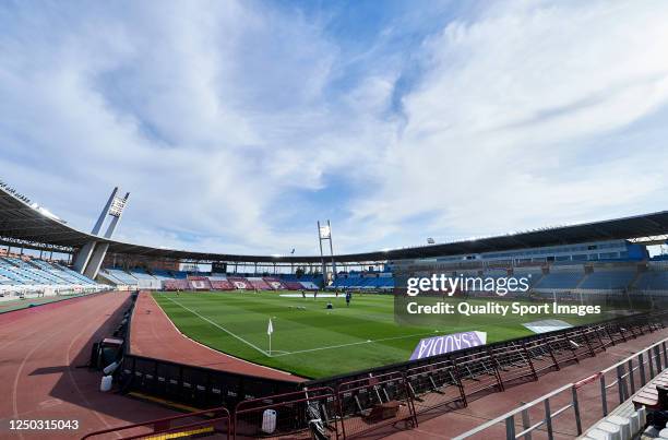 General view inside the stadium prior to the La Liga Smartbank match between UD Almeria and UD Las Palmas at Estadio Municipal de Los Juegos...