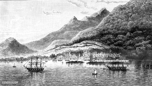 port-au-prince in haiti, caribbean - 19th century - port au prince stock illustrations
