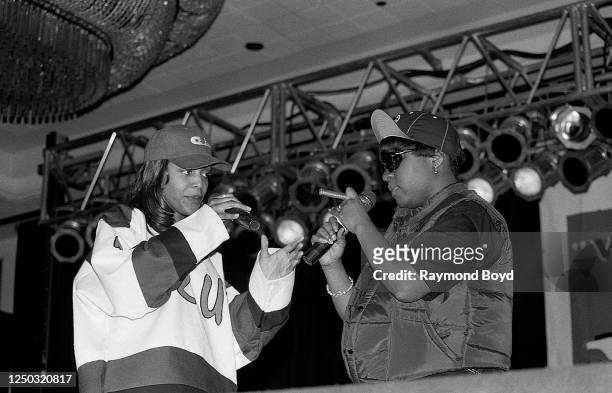 Singer Sweet Sable and rapper Nikke Nicole performs at the Hyatt Hotel in Chicago, Illinois in June 1994.