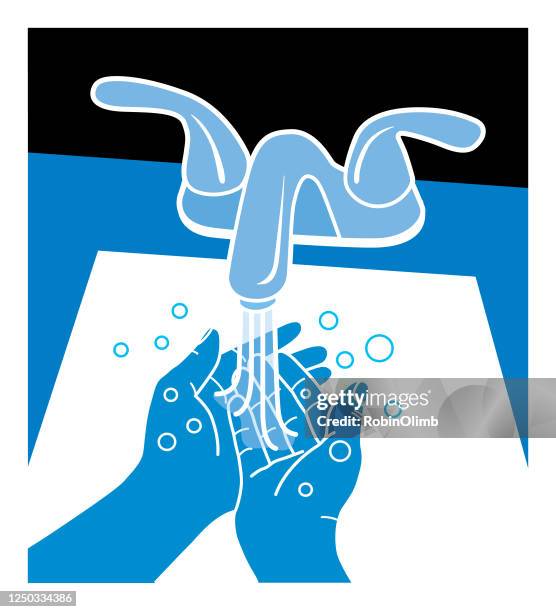 washing hands illustraion - faucet stock illustrations