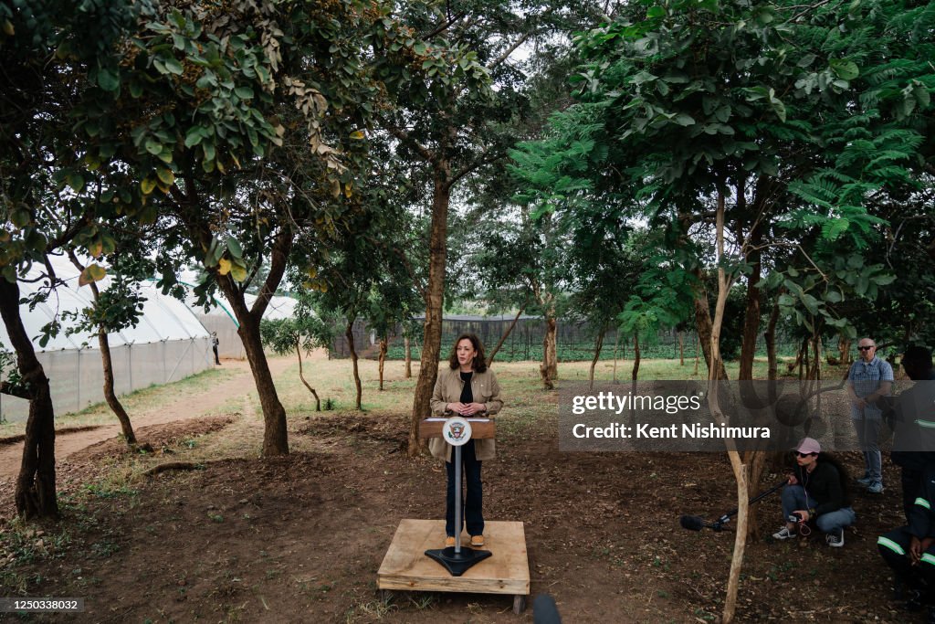 Panuka Vice President Kamala Harris delivers remarks after a tour of Panuka ...