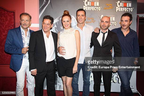 Pablo Puyol , Maria Castro and Jorge Sanz attend 'Crimen Perfecto' play premiere at Reina Victoria Theatre on September 14, 2011 in Madrid, Spain.