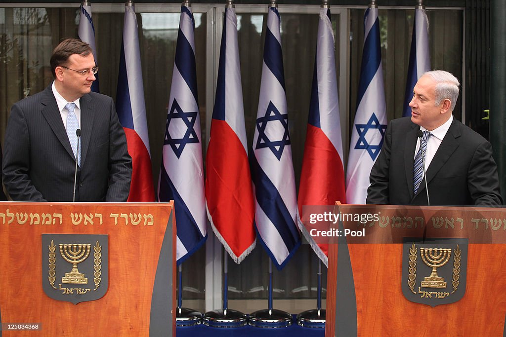 Israeli Prime Minister Benjamin Netanyahu Meets With Czech Prime Minister Petr Necas