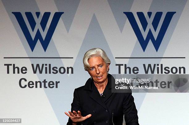 International Monetary Fund Director Christine Lagarde speaks at the Woodrow Wilson Center in her first public address since her appointment...