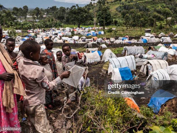 View of the displacement camp of Bulengo on April 1, 2023 in Goma, Democratic Republic of Congo. M23 rebels have captured swathes of territory in...