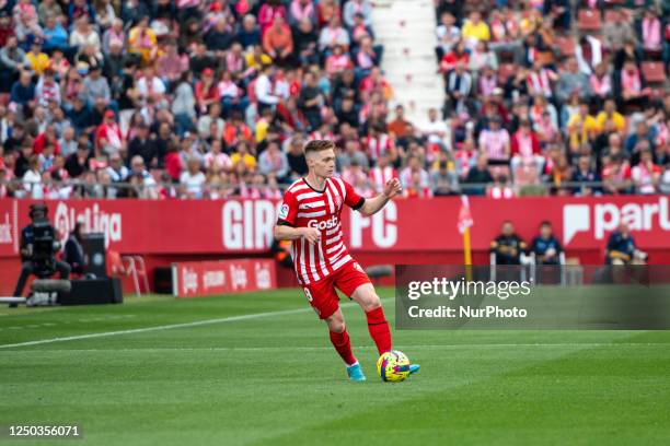 April 1, 2023 : Viktor Tsyhankov of Girona FC with the ball during the LaLiga Santander match between Girona FC v RCD Espanyol at Estadi Montilivi on...