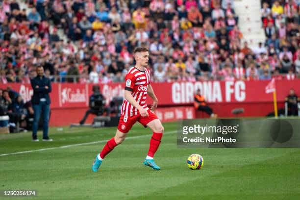 April 1, 2023 : Viktor Tsyhankov of Girona FC in action during the LaLiga Santander match between Girona FC v RCD Espanyol at Estadi Montilivi on...