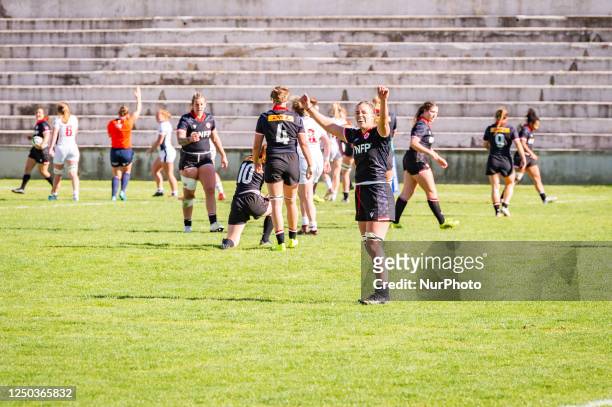 Sara Svoboda celebrate the victory during the womens rugby match between Canada and USA valid for the World Rugby Pacific Four Series 2023 played at...