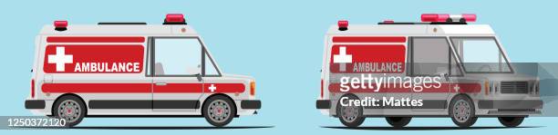 サイドビューと3/4ビューの救急車 - 救急車　日本点のイラスト素材／クリップアート素材／マンガ素材／アイコン素材