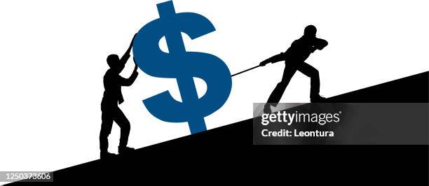 making money during a crisis - push uphill stock illustrations