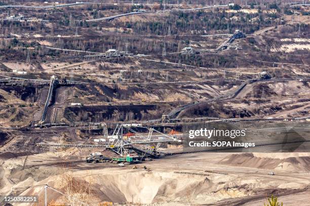 View of the lignite open-pit mine which is located next to the PGE Power Station in Belchatow. Belchatow Power Station is the largest coal power...