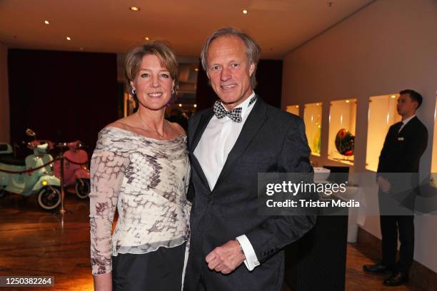 Christina Block and Gerhard Delling during the Blauer Ball at Grand Elysee Hamburg Hotel on April 1, 2023 in Hamburg, Germany.