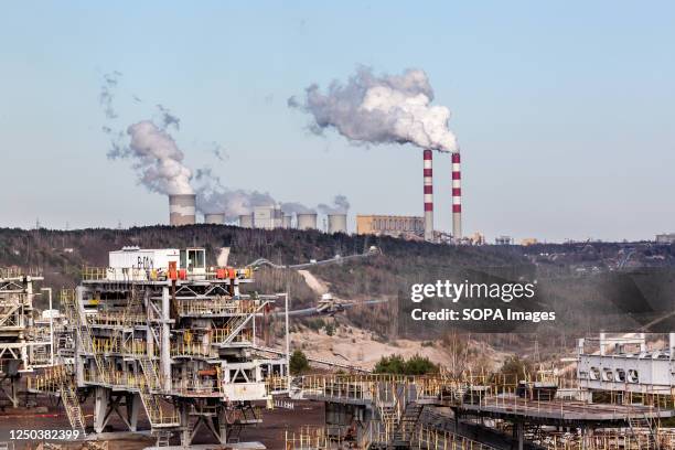 View of the equipment of the lignite open-pit mine next to the PGE Power Station in Belchatow. Belchatow Power Station is the largest coal power...