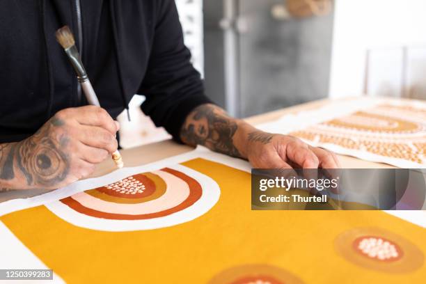 indigenous aboriginal australian artist - painted image stock pictures, royalty-free photos & images
