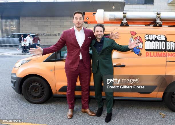Chris Pratt and Charlie Day at the premiere of "The Super Mario Bros. Movie" held at Regal L.A. Live on April 1, 2023 in Los Angeles, California.