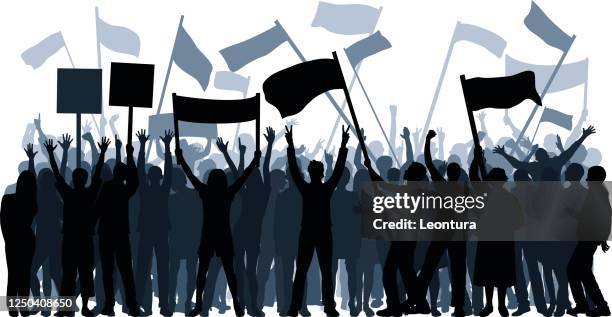 demonstranten (jede person ist vollständig und beweglich) - marsch stock-grafiken, -clipart, -cartoons und -symbole
