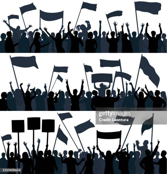 protest (each person is complete- clipping paths hide the legs) - covid clapping stock illustrations