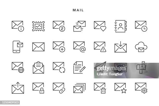 illustrazioni stock, clip art, cartoni animati e icone di tendenza di icone di posta - servizio postale