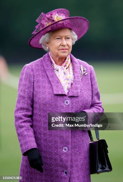 Queen Elizabeth II attends the GEC Polo Tournament and Eton Boys Tea Party at Guards Polo Club, Smith's Lawn on June 18, 2008 in Egham, England.