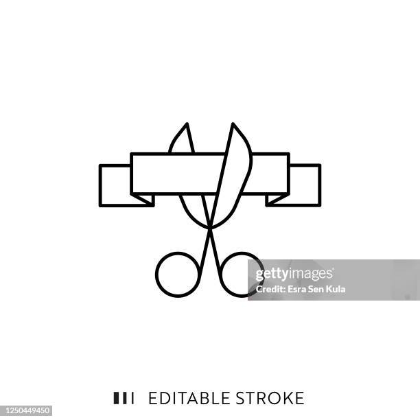 stockillustraties, clipart, cartoons en iconen met pictogram openen met bewerkbare lijn en pixel perfect. - openingsevenement