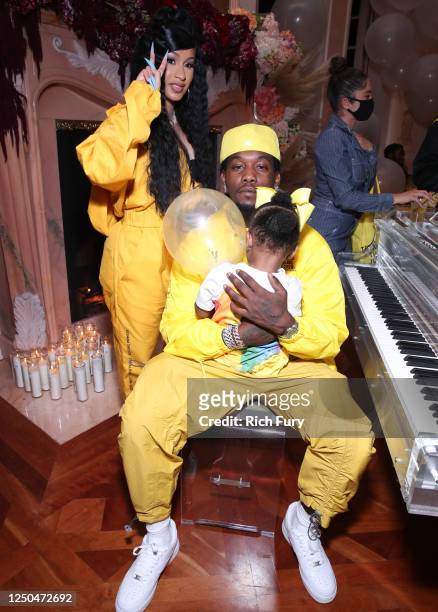Cardi B, Offset and Kulture Kiari Cephus attend the Teyana Taylor "The Album" Listening Party on June 17, 2020 in Beverly Hills, California.