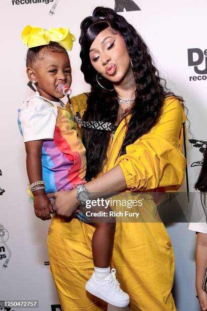 Kulture Kiari Cephus and Cardi B attend the Teyana Taylor "The Album" Listening Party on June 17, 2020 in Beverly Hills, California.