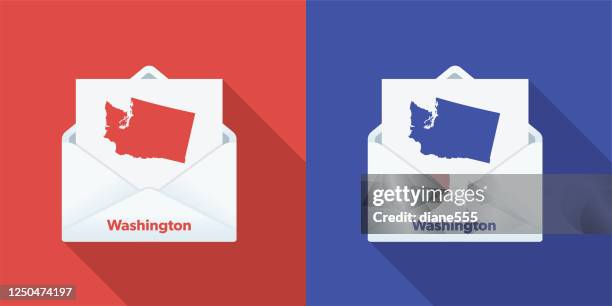 ilustraciones, imágenes clip art, dibujos animados e iconos de stock de correo electoral de ee.uu. en votación: washington - tarjeta censal