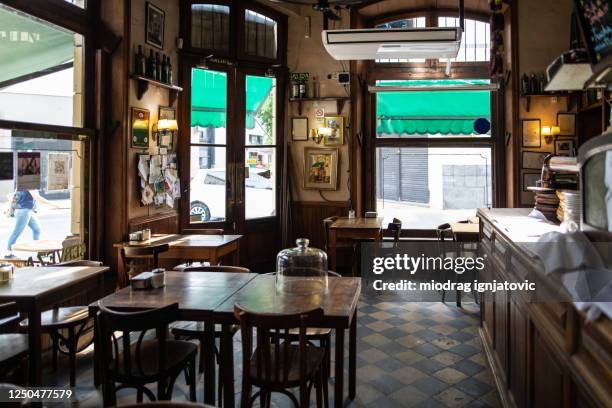 interior of traditional cafe in buenos aires - gastro pub stock pictures, royalty-free photos & images