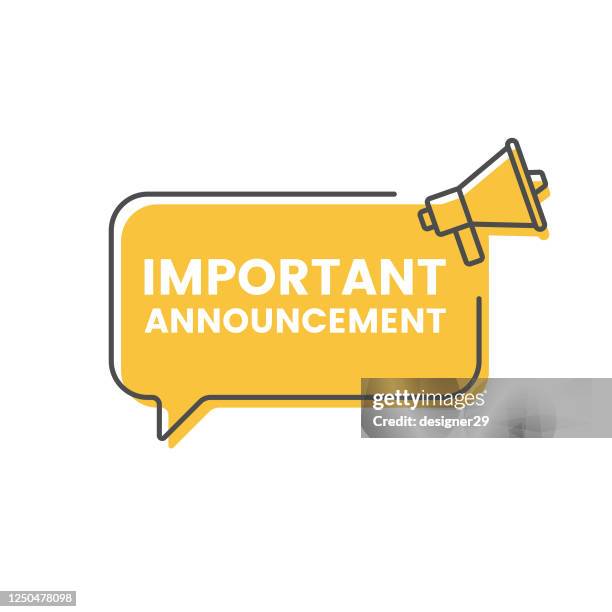 ilustraciones, imágenes clip art, dibujos animados e iconos de stock de anuncio importante y diseño vectorial de icono de burbuja de voz de megáfono. - orador público