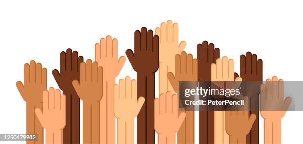 raised hands up. protest. vector stock illustration - lives matter stock illustrations