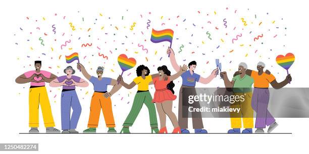 ilustraciones, imágenes clip art, dibujos animados e iconos de stock de celebrando el orgullo - personas lgtbqi