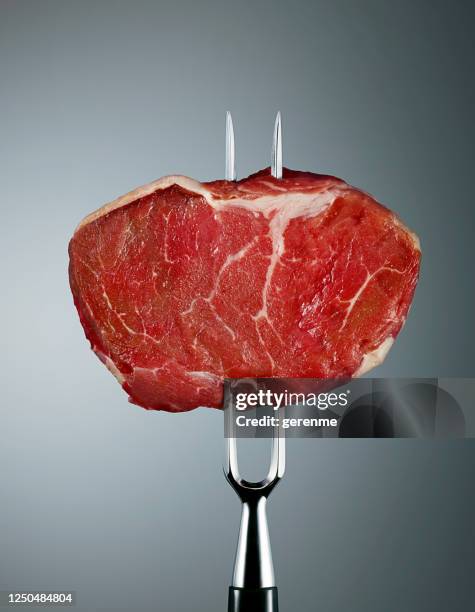 raw beef skewer - meat fork stock pictures, royalty-free photos & images