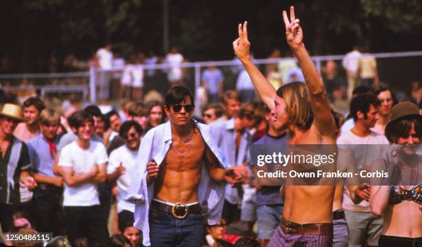 Cheering at the The Woodstock Music Festival, 1969