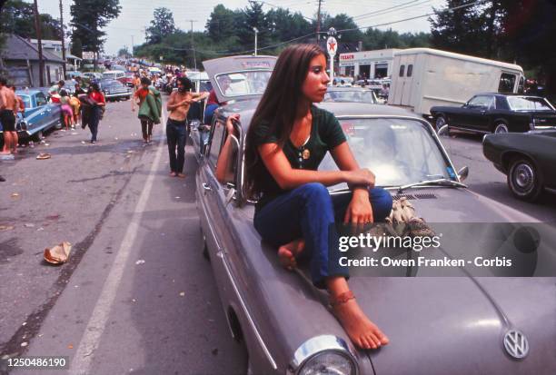 People on their way to the Woodstock Music Festival, 1969