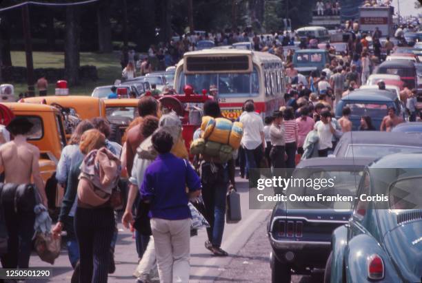 People on their way to the Woodstock Music Festival, 1969