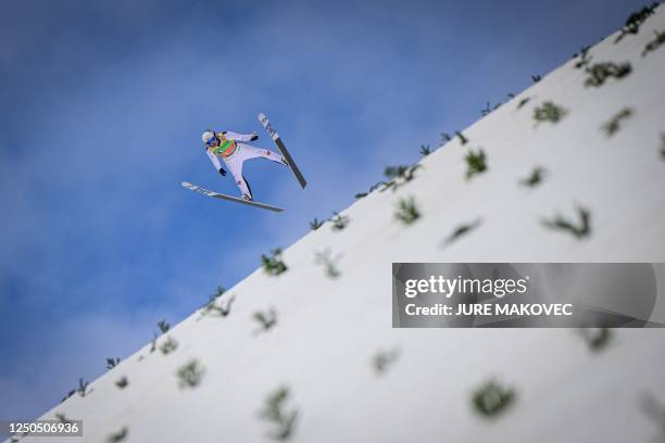 Norway's Halvor Egner Granerud competes during the Men Flying Hill Individual competition, final event of the FIS Ski Jumping World Cup in Planica,...