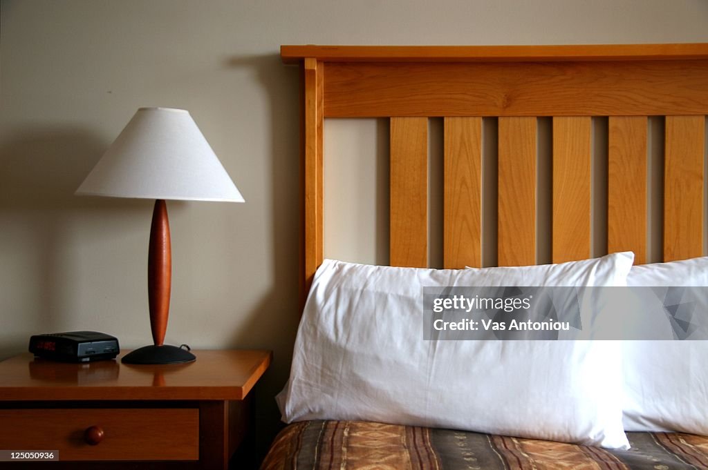 Bed and bedside table