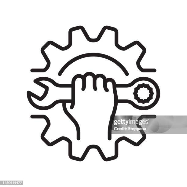 illustrations, cliparts, dessins animés et icônes de icône de ligne de réparation - boîte à outils