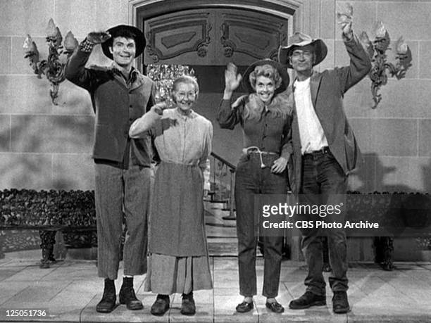Max Baer, Jr. As Jethro Bodine, Irene Ryan as Daisy Moses , Donna Douglas as Elly May Clampett and Buddy Ebsen as Jed Clampett in the closing credits...