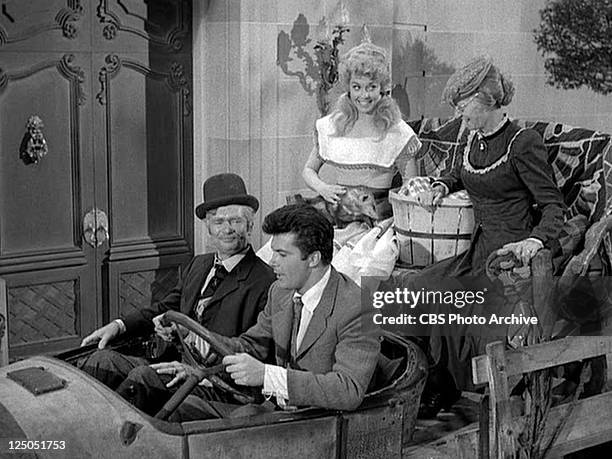 Buddy Ebsen as Jed Clampett, Max Baer Jr. As Jethro Bodine, Donna Douglas as Elly May Clampett and Irene Ryan as Daisy Moses in the THE BEVERLY...