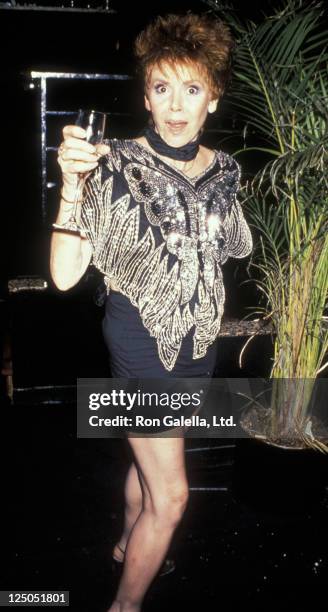 Judy Carne attends the birthday party for Grace Jones on August 28, 1990 at Stringfellow's in New York City.