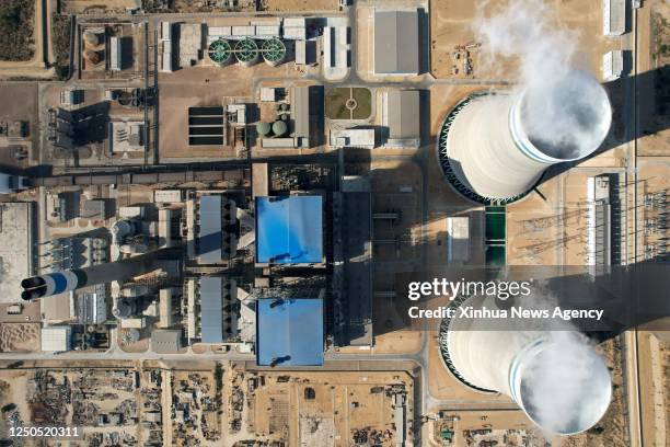 This aerial photo taken on Feb. 28, 2023 shows the view of the Thar Coal Block-I Coal Electricity Integration project in Sindh province, Pakistan....