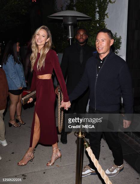 California Stacy Keibler and Jared Pobre are seen leaving dinner at Catch Steak on April 2, 2023 in West Hollywood, California.