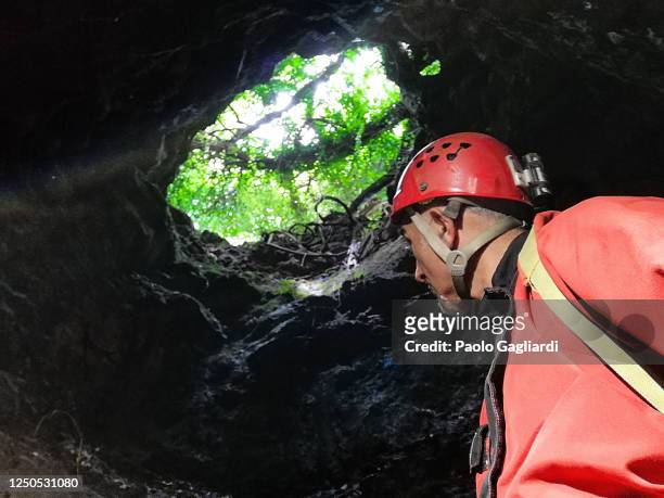 höhlenmensch - erdfall stock-fotos und bilder