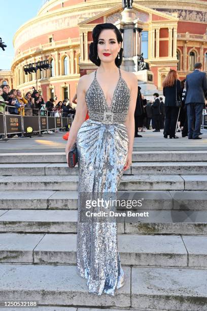 Dita Von Teese attends The Olivier Awards 2023 at Royal Albert Hall on April 2, 2023 in London, England.