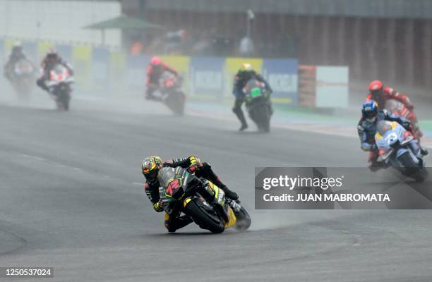 Aprilia Spanish rider Maverick Vinales rides during the Argentina Grand Prix MotoGP race, at Termas de Rio Hondo circuit, in Santiago del Estero,...