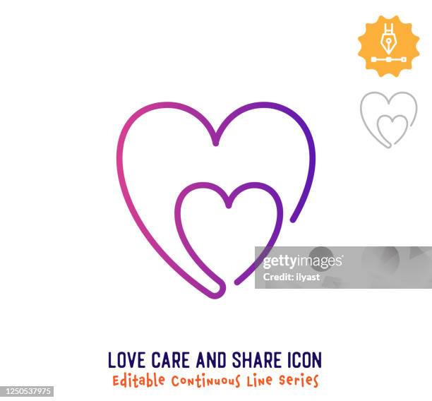 stockillustraties, clipart, cartoons en iconen met pictogram love care & share continuous line editable - facebook logo