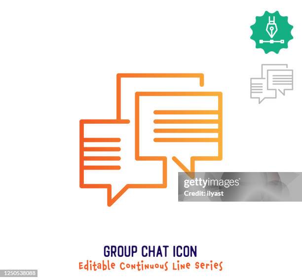 group chat continuous line editable icon - e learning logo stock illustrations