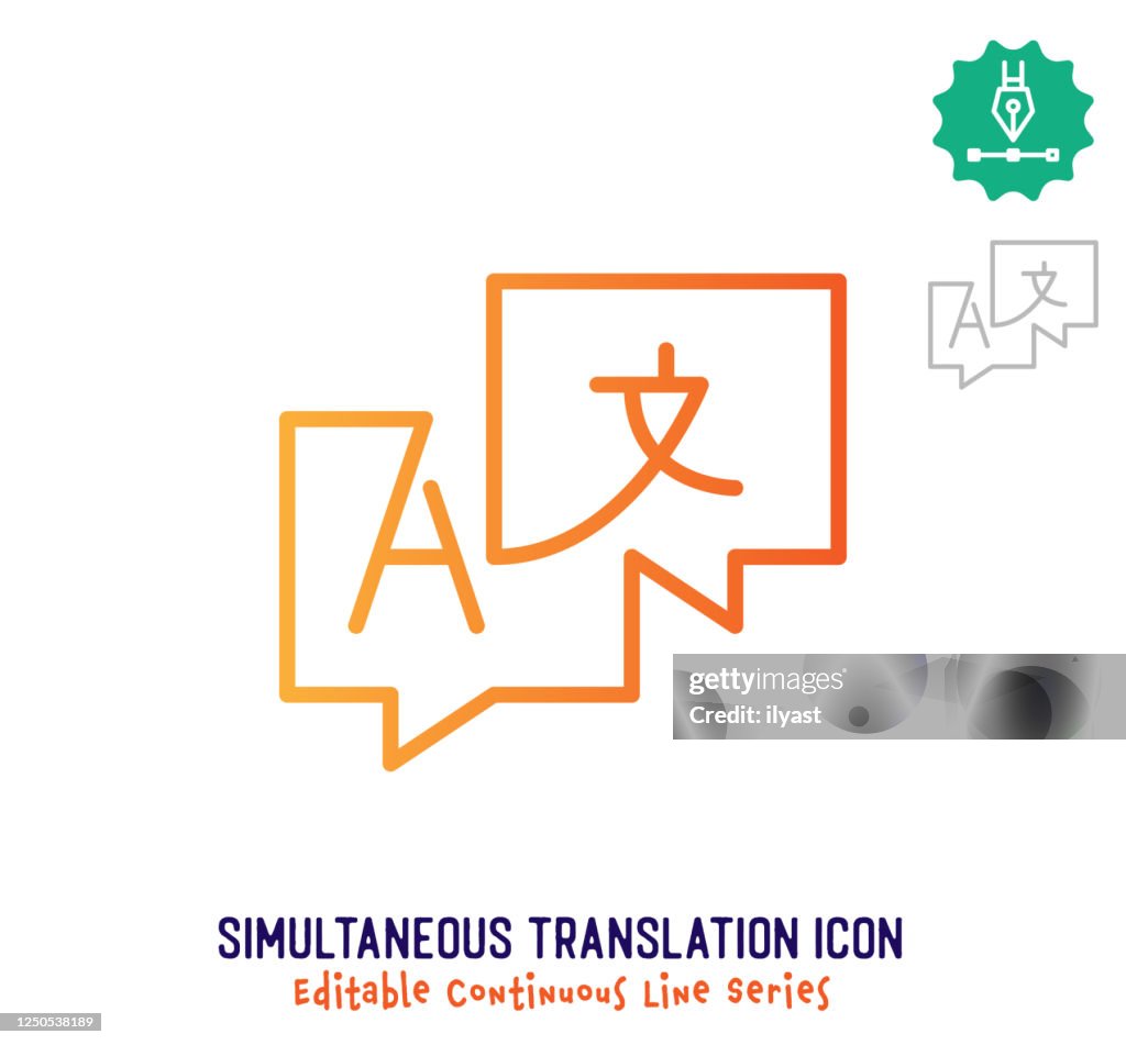 Pictogram Continuregelbewerking van gelijktijdige vertaling
